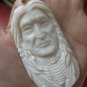 Bali Pendant Necklace INDIAN FACE Old From Buffalo Bone Carving With Silver Bail 925 #r169