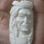 Bali Pendant Necklace INDIAN FACE Old From Buffalo Bone Carving With Silver Bail 925 #r168
