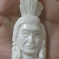 Bali Pendant Necklace INDIAN FACE Old From Buffalo Bone Carving With Silver Bail 925 #r167