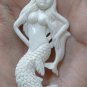 Bali Pendant Necklace Beauty Mermaid & Dolphin From Buffalo Bone Carving w/ Silver Bail 925_r152