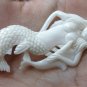 Bali Pendant Necklace Beauty Mermaid & Dolphin From Buffalo Bone Carving w/ Silver Bail 925_r152