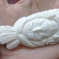 Bali Pendant Necklace INDIAN FACE Old From Buffalo Bone Carving With Silver Bail 925 #r151