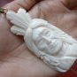 Bali Pendant Necklace INDIAN FACE Old From Buffalo Bone Carving With Silver Bail 925 #r151