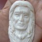 Bali Pendant Necklace INDIAN FACE From Buffalo Bone Carving With Silver Bail 925 #r150