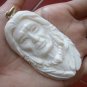 Bali Pendant Necklace INDIAN FACE From Buffalo Bone Carving With Silver Bail 925 #r150