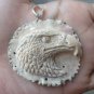 Bali Pendant Necklace EAGLE HEAD From Deer Antler Carving w/ Silver Bail 925_r125
