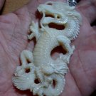 Bali Pendant Necklace China Dragon From Buffalo Bone Carving With Silver Bail 925 #q456