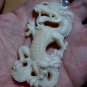 Bali Pendant Necklace China Dragon From Buffalo Bone Carving With Silver Bail 925 #q456