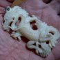 Bali Pendant Necklace China Dragon From Buffalo Bone Carving With Silver Bail 925 #q456