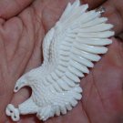 Bali Pendant Necklace Flying Eagle From Buffalo Bone Carving With Silver Bail 925 #q992