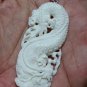 Bali Pendant Necklace CHINA DRAGON From Buffalo Bone Carving With Silver Bail 925 #q938