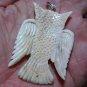 Bali Pendant Necklace DOUBLE SIDE OWL From Buffalo Bone Carving With Silver Bail 925 #q937