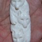 Bali Pendant Necklace TRIPLE WOLF GROUP From Buffalo Bone Carving With Silver Bail 925 #q936
