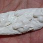 Bali Pendant Necklace TRIPLE WOLF GROUP From Buffalo Bone Carving With Silver Bail 925 #q936