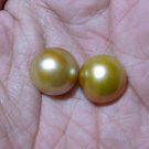 100% Genuine ! 2 PCS Mabe Pearl Half Pearl Cabochon South Sea Lustrous GOLD 14mm_q853