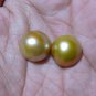 100% Genuine ! 2 PCS Mabe Pearl Half Pearl Cabochon South Sea Lustrous GOLD 14mm_q853