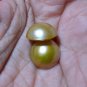 100% Genuine ! 2 PCS Mabe Pearl Half Pearl Cabochon South Sea Lustrous GOLD 14mm_q853