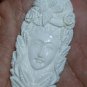 Bali Pendant Girl Butterfly Flower Goddes From Buffalo Bone Carving With Silver 925 #q338