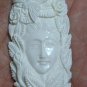 Bali Pendant Girl Butterfly Flower Goddes From Buffalo Bone Carving With Silver 925 #q338