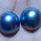 100% Genuine ! 2 PCS Mabe Pearl Half Pearl Cabochon South Sea Lustrous BLUE 15mm_q842