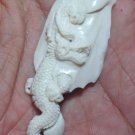 Bali Pendant Necklace Europe Dragon From Deer Antler Carving With Silver Bail 925_q826