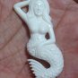 Pendant Double Side Nude Mermaid Girl Woman From Buffalo Bone Carving With Silver Bail 925_q825