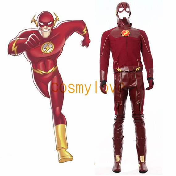 Free Shipping The Flash Barry Allen Leather Full Set Custom Made  Cosplay Costume