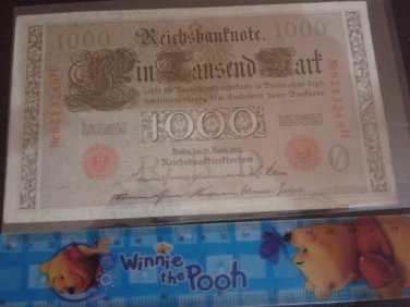 GERMAN 1000 MARK 1910 REICHSBANKNOTE BANKNOTE GERMANY Nr8213248H