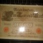 GERMAN 1000 MARK 1910 REICHSBANKNOTE BANKNOTE GERMANY Nr8213248H