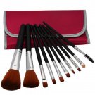 10pcs Professional Cosmetic Makeup Brush Set with Bag Peachblossom Red