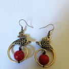 chinese national style turquoise stone phoenix earrings