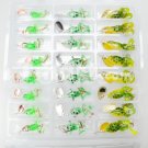 24 Pcs Frog Shape Metal and Rubber Soft Bait with Hook Green & Yellow