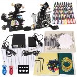 2 Guns Tattoo Machines Kit Grips Needles Powers 40 Inks