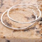 2" Charming White Copper Silver Plated Smooth Hoop Earrings