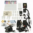 2 Guns Tattoo Machine Kit Needles Grips Tips 10 Inks