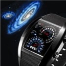 Popular Blue LED Light Steel Case Aviation Speedometer Analog Wrist Watch Black