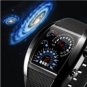 Popular Blue LED Light Steel Case Aviation Speedometer Analog Wrist Watch Black