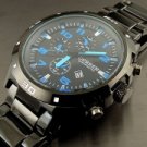 Hot Fashion Men CURREN Waterproof Stainless Steel Band Quartz Wrist Watch Blue Black