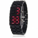 Digital Men Women Lava Design Plastic Red LED Wrist Watch Black