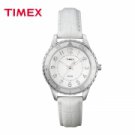 Fashion Women Ladies TIMEX T2P022 Brass Case Calfskin Band Quartz Wrist Watch White