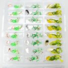 24 Pcs Frog Shape Metal and Rubber Soft Bait with Hook Green & Yellow