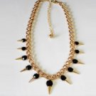 Cool Punk Style Rivet-Studded Pattern Thick Necklace Golden & Black
