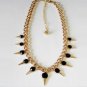 Cool Punk Style Rivet-Studded Pattern Thick Necklace Golden & Black