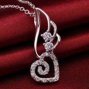 Angle&acirc;��s Heart Pendant Shape Environmental Copper Female Women's Necklace Silver