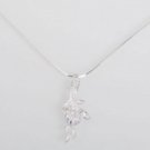 Alloy and White Rhinestone Necklace with Rice Fragrant Flower Pattern Pendant Necklace White