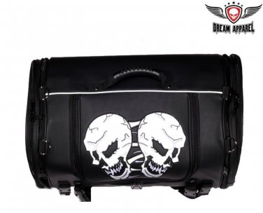 Motorcycle Sissy Bar Bag - Trunk Style Bag with Skull