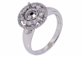 .58 CARAT WOMENS DIAMOND HALO ENGAGEMENT RING SEMI-MOUNT ROUND CUT WHITE GOLD