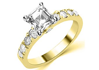 1.6 CARAT WOMENS DIAMOND ENGAGEMENT WEDDING RING ASSCHER CUT SHAPE YELLOW GOLD
