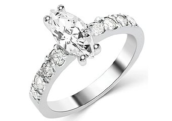 1.6 CARAT WOMENS DIAMOND ENGAGEMENT WEDDING RING MARQUISE CUT SHAPE WHITE GOLD