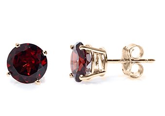 1.2 CARAT GARNET STUD EARRINGS 5mm ROUND 14KT YELLOW GOLD JANUARY BIRTH STONE